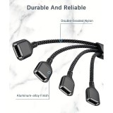 USB-A Mehrfachsteckdose mit 4x USB-A Anschlüssen und 30 cm Kabel Mehrfachladehub - Grau