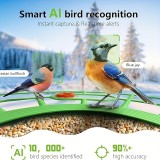 Nichoir à oiseaux intelligent 1296p WiFi avec caméra solaire détection de mouvement et contrôle via application - Vert