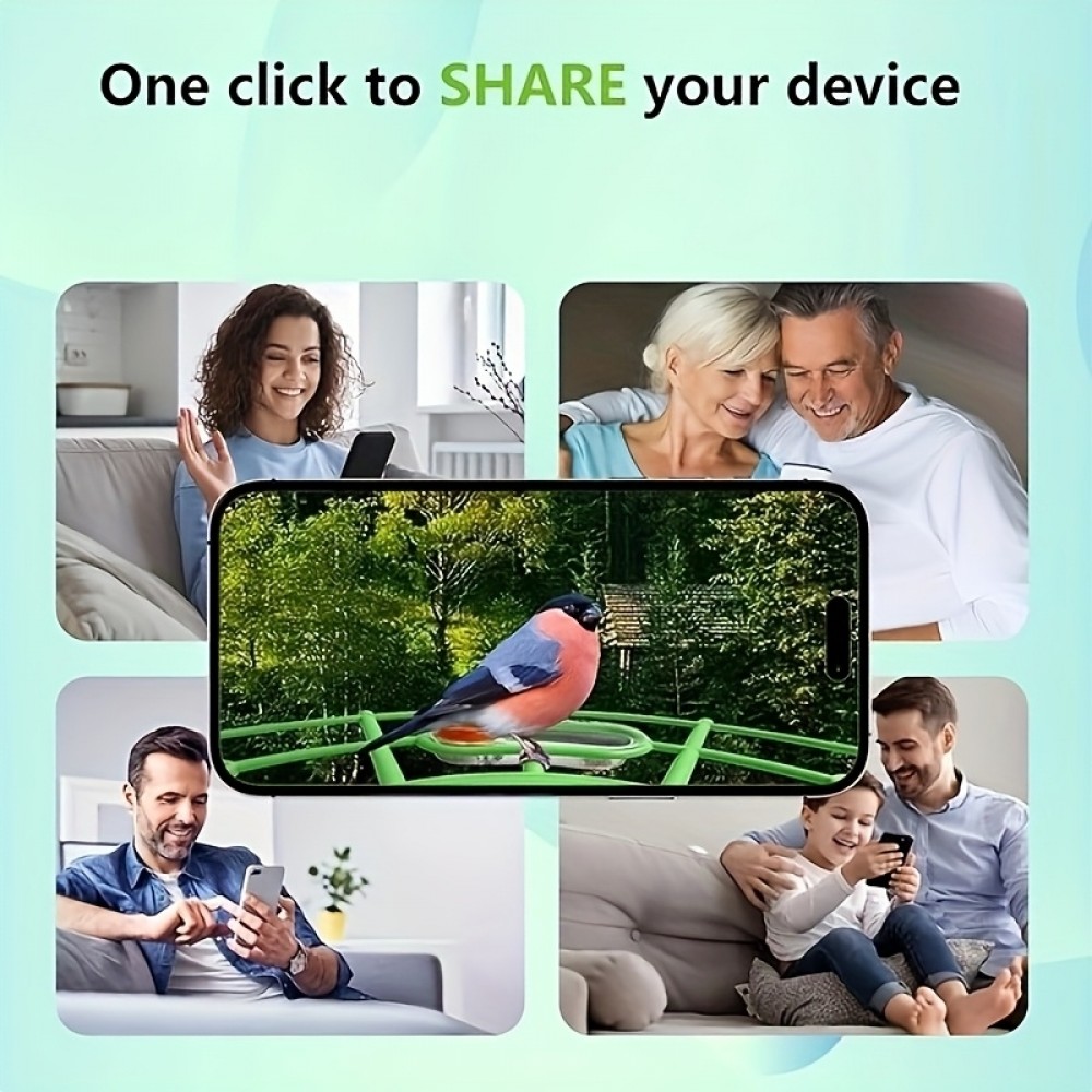 Nichoir à oiseaux intelligent 1296p WiFi avec caméra solaire détection de mouvement et contrôle via application - Vert