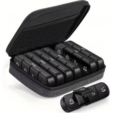 Pillen-Organizer f&uuml;r Reisen 7 Tage und 4 Einnahmen t&auml;glich tragbare Tablettenbox mit eleganter Tasche - Schwarz