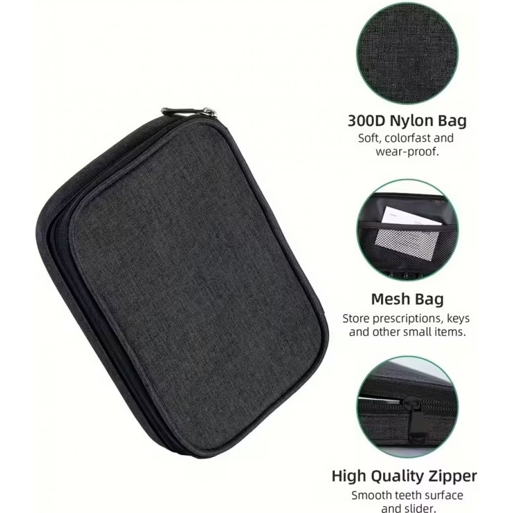 Pillen-Organizer f&uuml;r Reisen 7 Tage und 4 Einnahmen t&auml;glich tragbare Tablettenbox mit eleganter Tasche - Schwarz