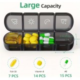 Pillen-Organizer f&uuml;r Reisen 7 Tage und 4 Einnahmen t&auml;glich tragbare Tablettenbox mit eleganter Tasche - Schwarz