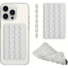 Patch en silicone support universel double côté à ventouse pour téléphone forte adhérence - Blanc