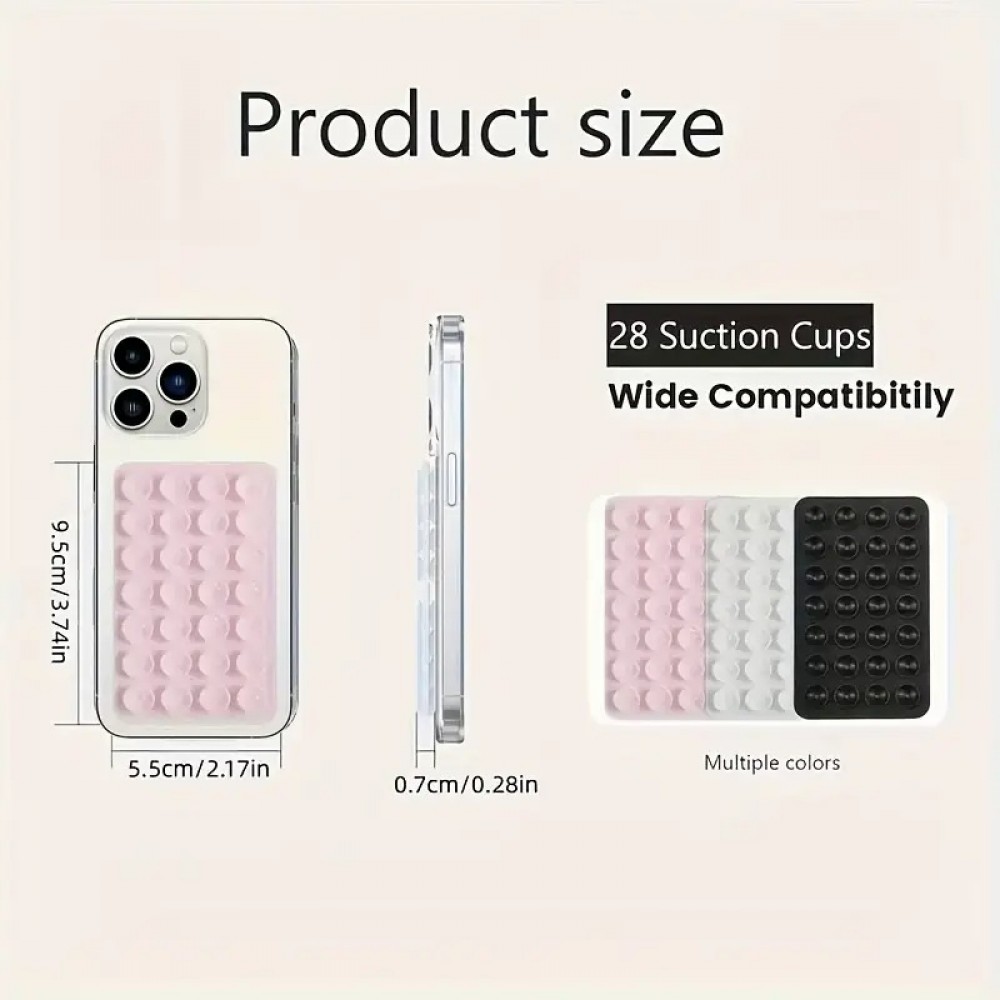 Patch en silicone support universel double côté à ventouse pour téléphone forte adhérence - Transparent