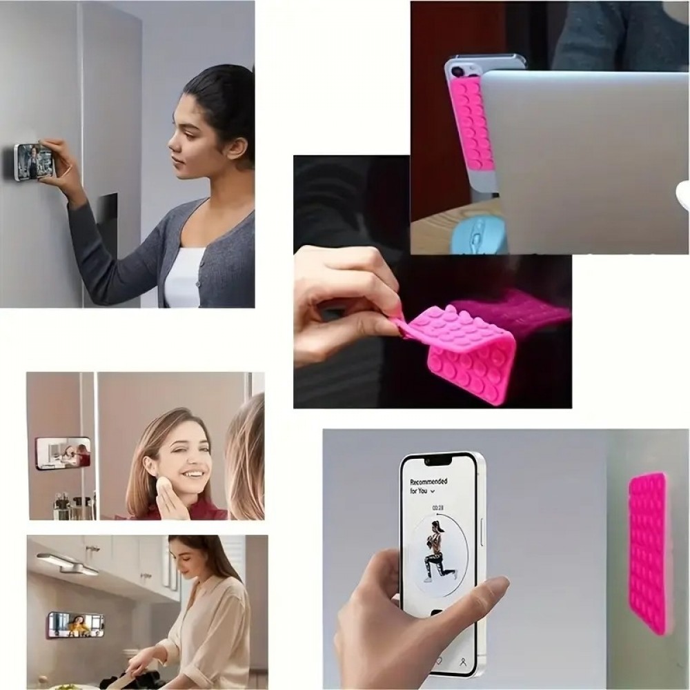 Patch en silicone support universel double c&ocirc;t&eacute; &agrave; ventouse pour t&eacute;l&eacute;phone forte adh&eacute;rence - Vert