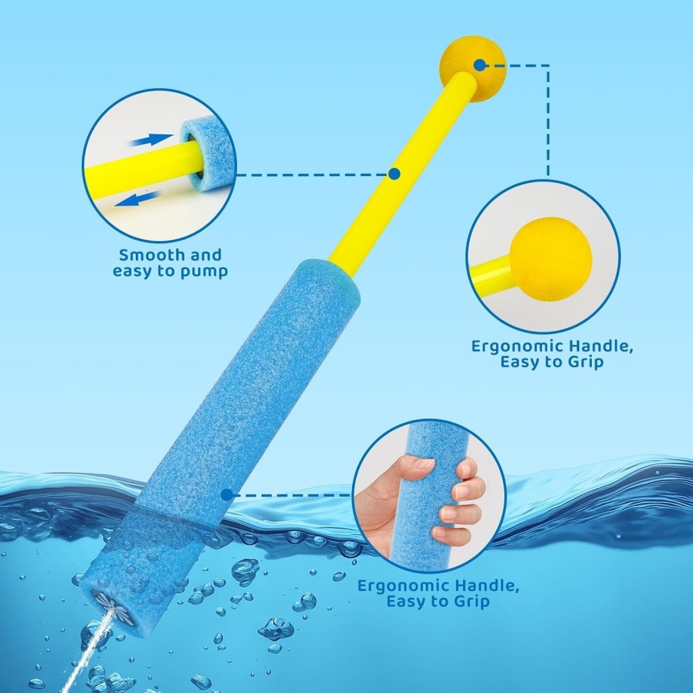 Pistolets &agrave; eau en mousse pour enfants jouets d'&eacute;t&eacute; pour jardin piscine et plage (Lot de 3 pi&egrave;ces) - Multicolore