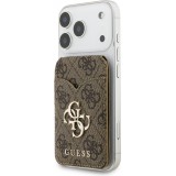 Guess 4G Metall Kartenetui MagSafe St&auml;nderfunktion mit Spiegel - Braun