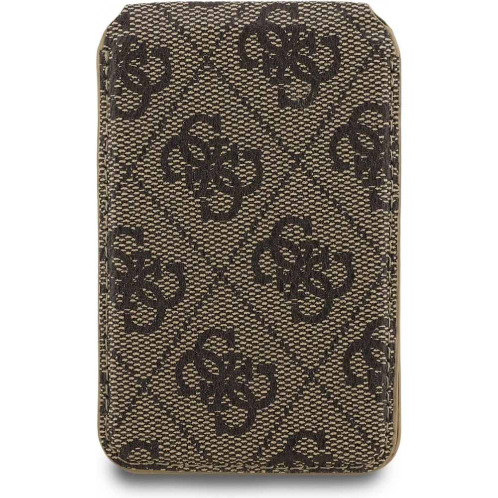 Guess 4G Metall Kartenetui MagSafe St&auml;nderfunktion mit Spiegel - Braun