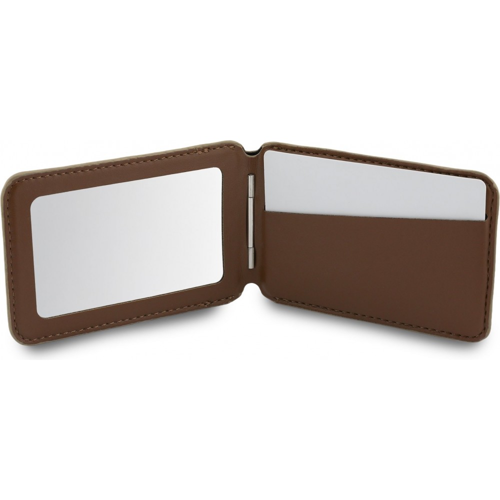 Guess 4G Metall Kartenetui MagSafe St&auml;nderfunktion mit Spiegel - Braun