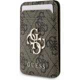 Porte-cartes magn&eacute;tique compatible MagSafe avec support int&eacute;gr&eacute; logo Guess en m&eacute;tal - Brun