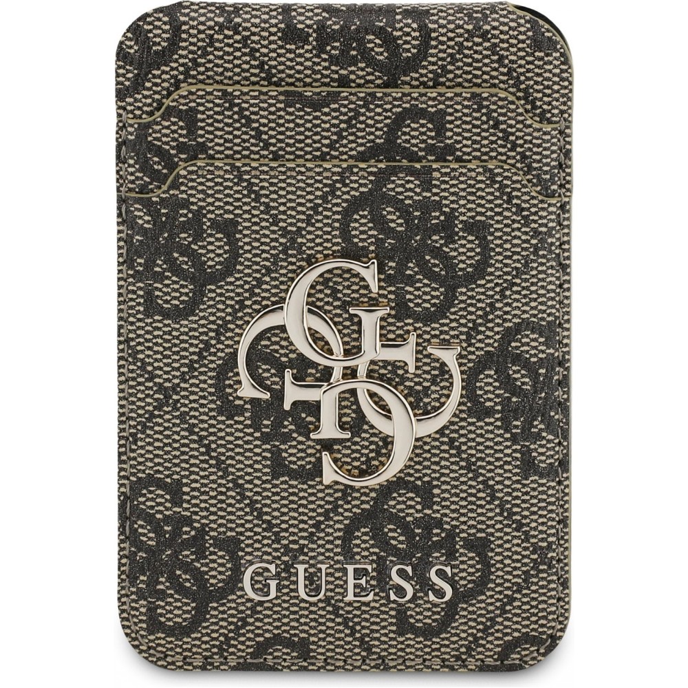 Porte-cartes magn&eacute;tique compatible MagSafe avec support int&eacute;gr&eacute; logo Guess en m&eacute;tal - Brun