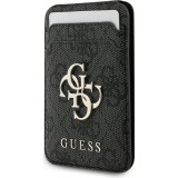 Porte-cartes magn&eacute;tique compatible MagSafe avec support int&eacute;gr&eacute; logo Guess en m&eacute;tal - Noir