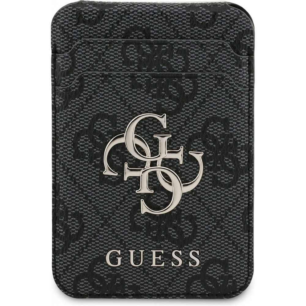 Porte-cartes magn&eacute;tique compatible MagSafe avec support int&eacute;gr&eacute; logo Guess en m&eacute;tal - Noir