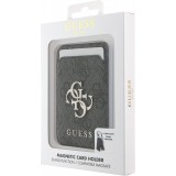 Porte-cartes magn&eacute;tique compatible MagSafe avec support int&eacute;gr&eacute; logo Guess en m&eacute;tal - Noir