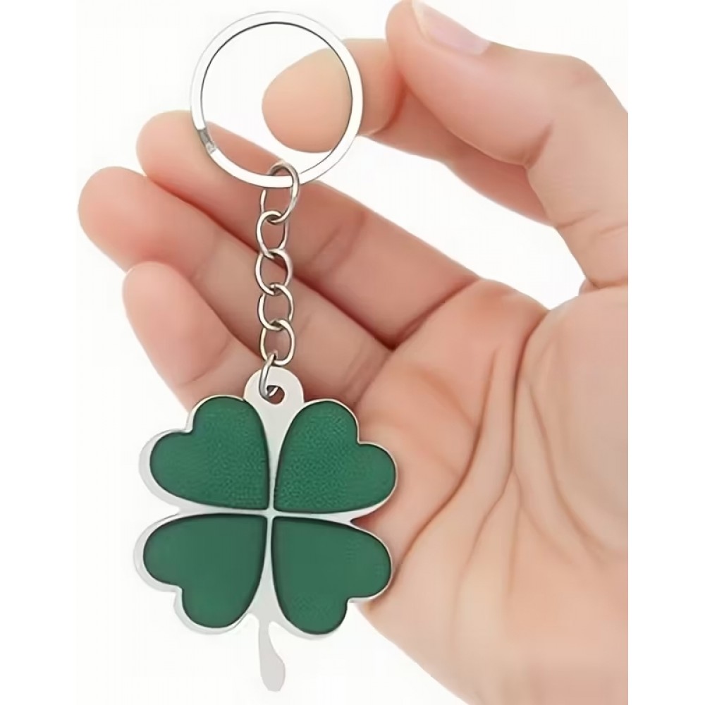 Glücksbringer Schlüsselanhänger mit vierblättrigem Kleeblatt Lucky Charm für St. Patrick's Day - Grün