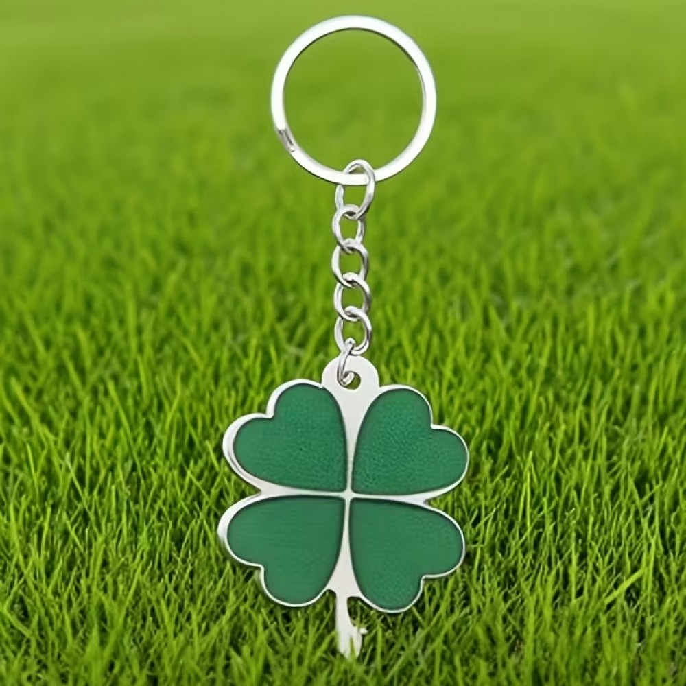 Glücksbringer Schlüsselanhänger mit vierblättrigem Kleeblatt Lucky Charm für St. Patrick's Day - Grün