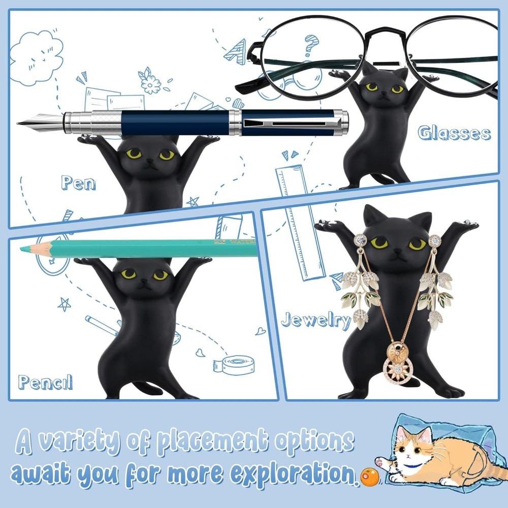 Katzen Stiftehalter origineller Schreibtisch Organizer niedliches Geschenk für Büro Schule & Schreibwaren - Schwarz
