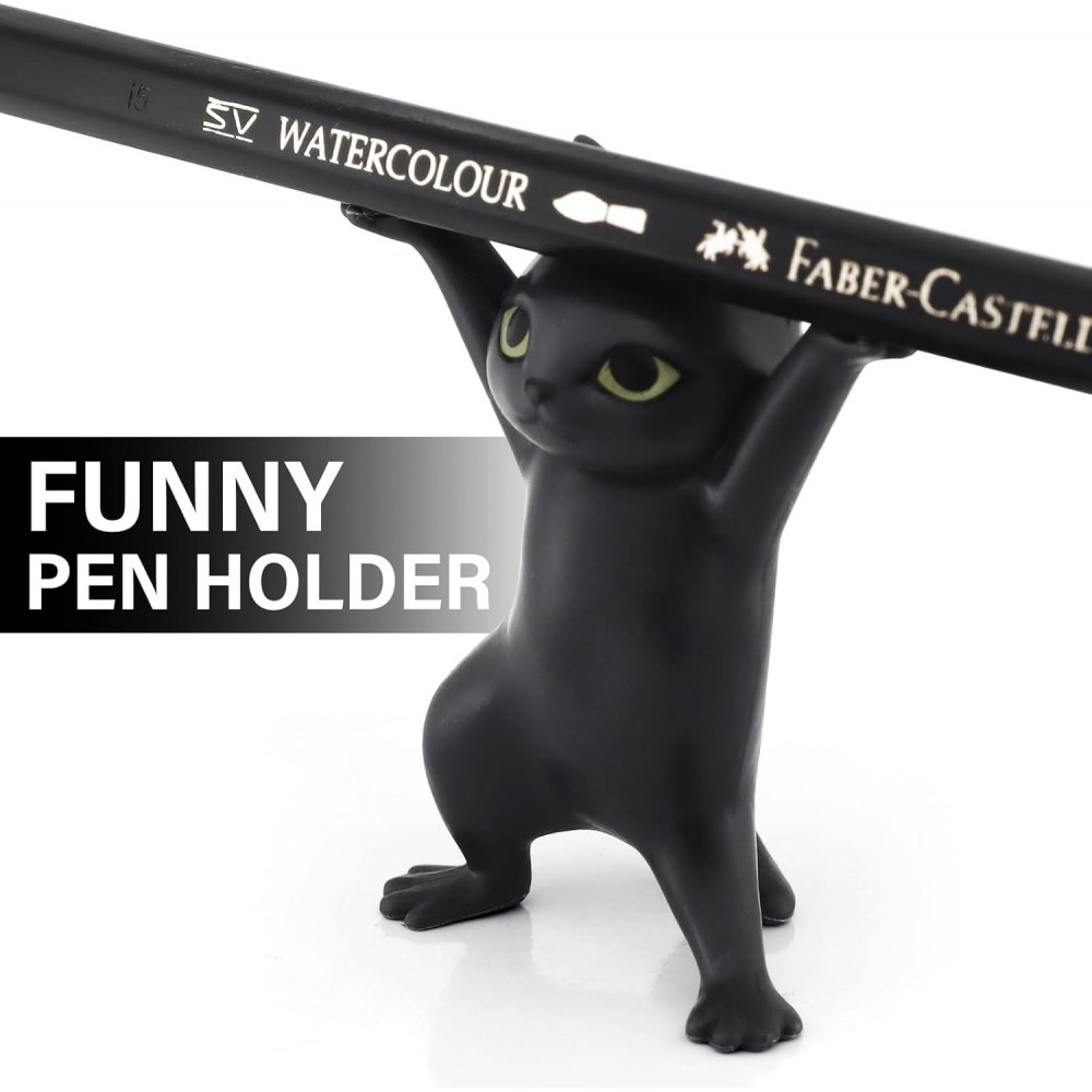 Katzen Stiftehalter origineller Schreibtisch Organizer niedliches Geschenk für Büro Schule & Schreibwaren - Schwarz