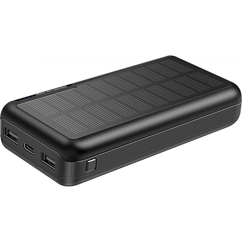 Solar Power Bank Outdoor 30000mAh Dual USB LED Hochkapazität - Schwarz