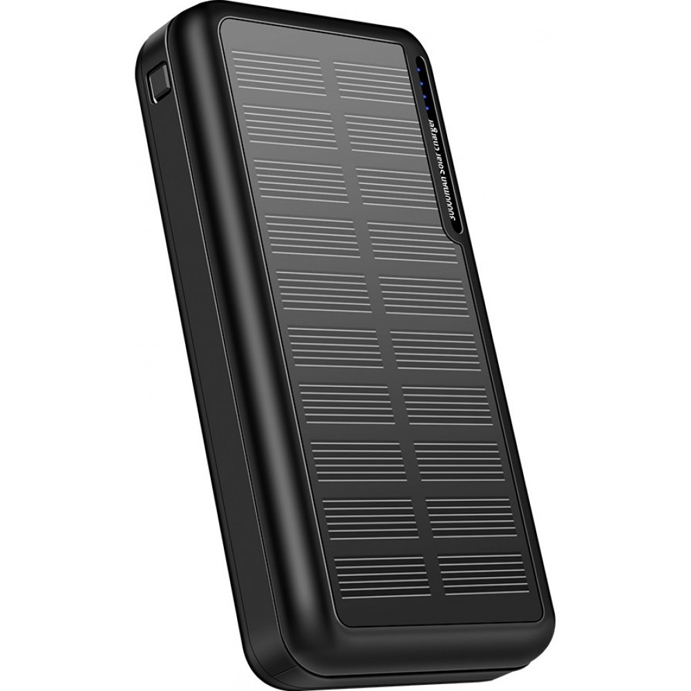 Solar Power Bank Outdoor 30000mAh Dual USB LED Hochkapazität - Schwarz