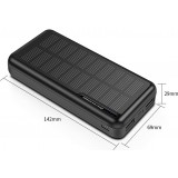 Solar Power Bank Outdoor 30000mAh Dual USB LED Hochkapazität - Schwarz