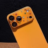 Luxuriöser 3D Kamera-Schutz für mit Strass und gehärtetem Metall-Glas-Rückseite - Blau - iPhone 17 Pro Max