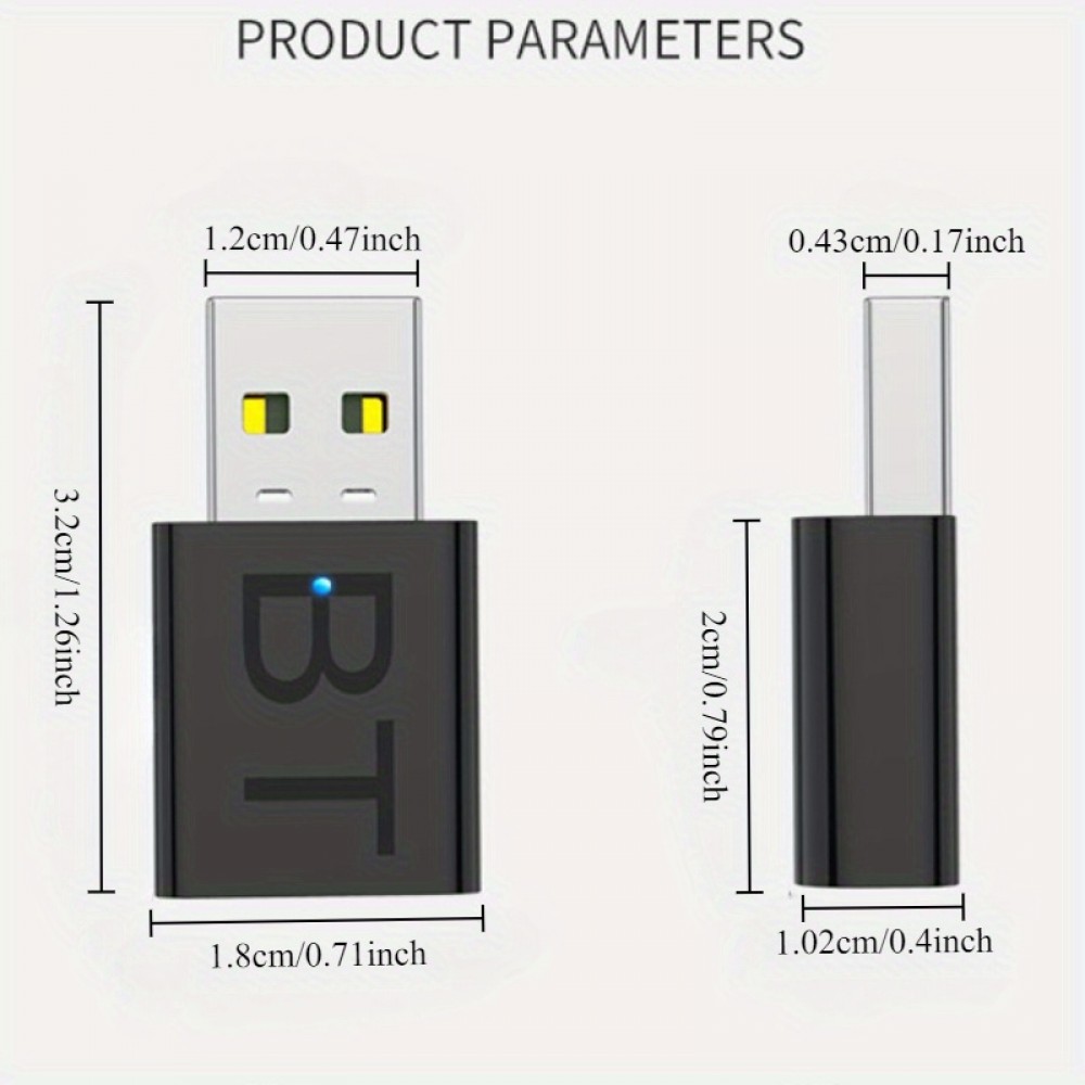 Bluetooth 5.0 USB-A Sender-Empf&auml;nger Drahtlos mit 3,5mm Klinkenstecker f&uuml;r PC und Auto - Schwarz