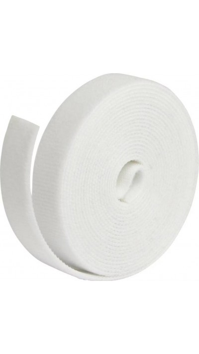 Selbstklebendes Klettband auf Rolle f&uuml;r Kabel praktische L&ouml;sung zur Kabelorganisation und Aufbewahrung - Weiss