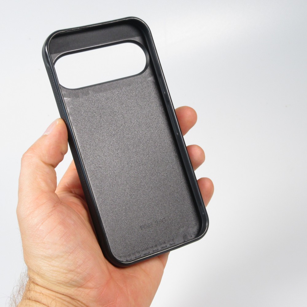 Google Pixel 9 / Pixel 9 Pro Case Hülle - Silikon schwarz Wavy Rectangle Orange Pink