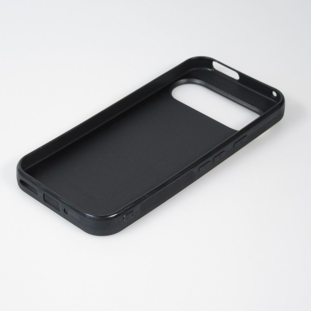 Google Pixel 9 / Pixel 9 Pro Case Hülle - Silikon schwarz Wavy Rectangle Orange Pink