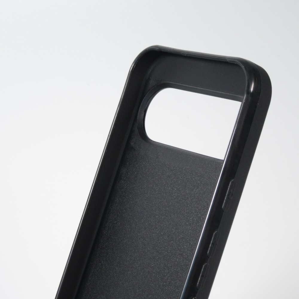 Google Pixel 9 / Pixel 9 Pro Case Hülle - Silikon schwarz Wavy Rectangle Orange Pink