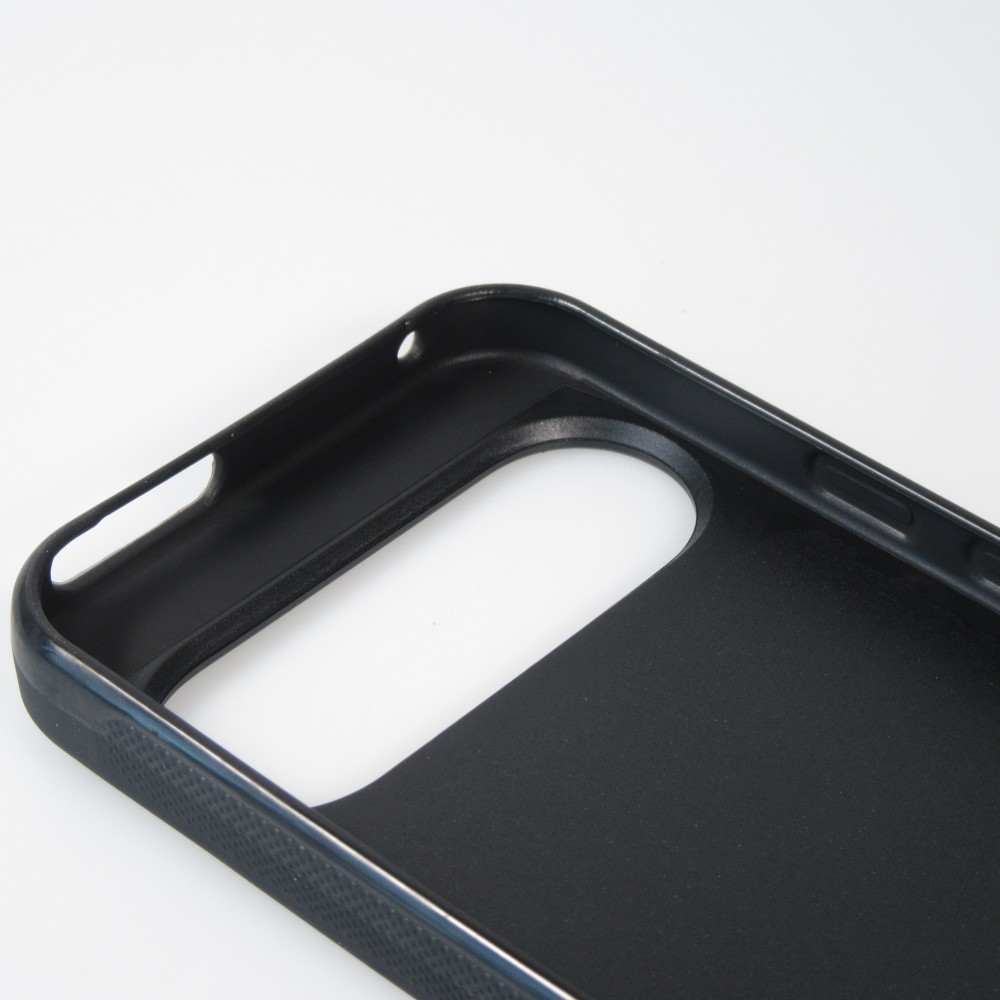 Google Pixel 9 / Pixel 9 Pro Case Hülle - Silikon schwarz Wavy Rectangle Orange Pink