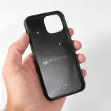 Coque iPhone 13 mini - Silicone rigide noir Valentine 2024 Coeur Noir Abstrait