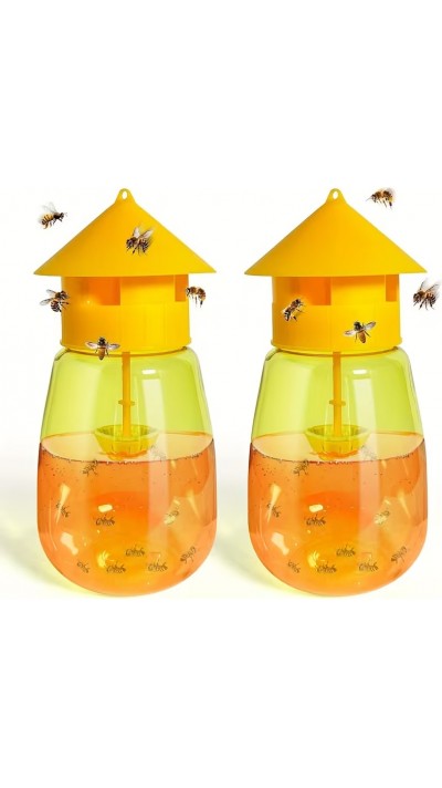 2er Set Wespenfallen grosse Kapazit&auml;t wiederverwendbar ideal f&uuml;r Garten Terrasse Camping - Orange