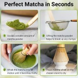 Bambus-Matcha-Set mit 5 Zubehörteilen für die Zubereitung von grünem japanischen Tee (Chasen, Halter, Sieb, Löffel)