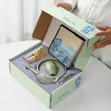 Set de cérémonie pour thé matcha 7 pièces avec fouet en bois (chasen) / support / bol céramique / tapis / accessoires - Vert