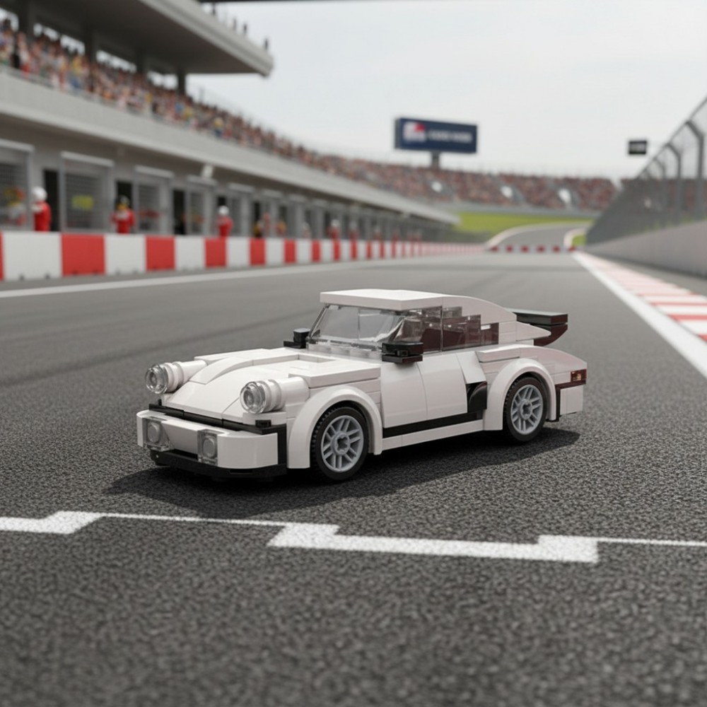 DIY Rennwagen Baukasten Klemmbausteine Set mit kleinen Bausteinen kreatives Puzzle Auto Modellbausatz (196 Teile) - Weiss