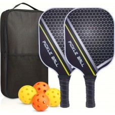 Pickleball Schl&auml;ger Set mit 4 B&auml;llen leicht robust perfekt f&uuml;r Anf&auml;nger bis Profis - Schwarz
