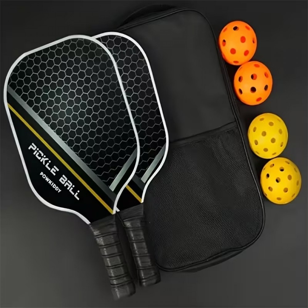 Pickleball Schl&auml;ger Set mit 4 B&auml;llen leicht robust perfekt f&uuml;r Anf&auml;nger bis Profis - Schwarz