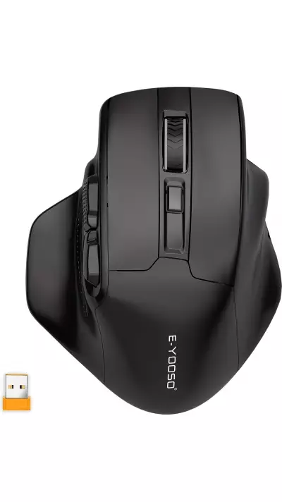 E-YOOSO X-31 Ergonomische Kabellose Gaming-Maus 5 DPI mit USB-A Adapter - Schwarz