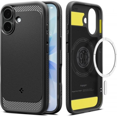 iPhone 17 Case H&uuml;lle - Spigen Rugged Armor MagFit MagSafe kompatibel robust und langlebig - Schwarz