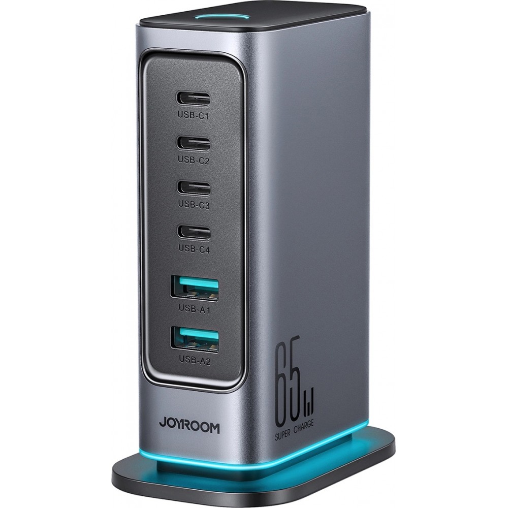 Joyroom JR-TCM02 65W GaN Ladegerät 4x USB-C / 2x USB-A - Grau