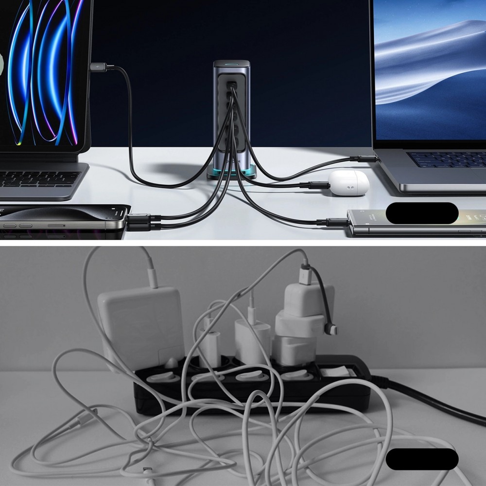 Joyroom JR-TCM02 65W GaN Ladegerät 4x USB-C / 2x USB-A - Grau