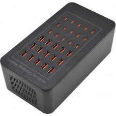 150W USB-C und USB-A Mehrfach-Ladegerät mit 30 Ports für Smartphones, Tablets und Zubehör - Schwarz