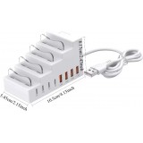 8-in-1 Schnellladestation 66W mit 4 USB- & 4 USB-C PD-Ports Handyhalter und Schreibtisch-Organizer - Weiss