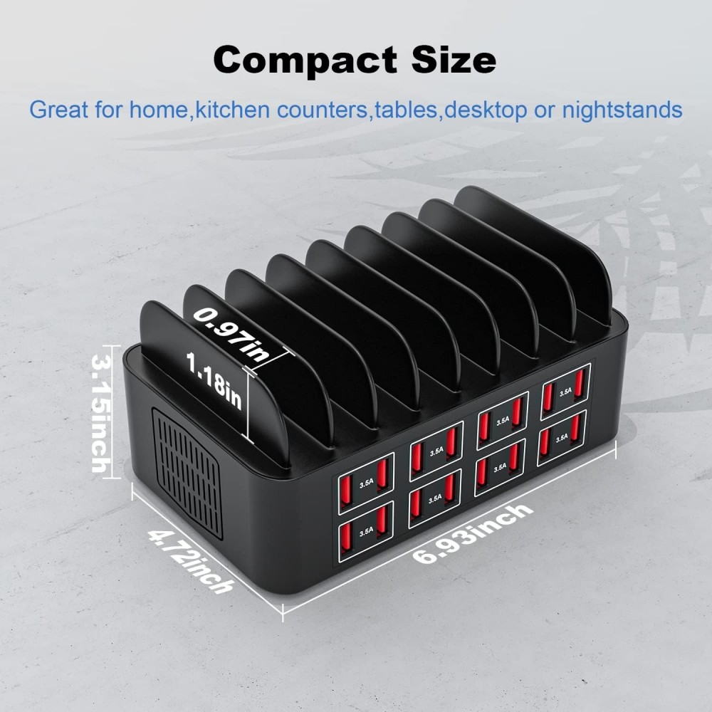 USB-Ladegerät 150W/35A mit 16 Ports - Schnelles Multi-Geräte-Ladegerät für iPad, Tablets und Smartphones mit intelligenter Erkennung und Mehrfachschutz - Schwarz