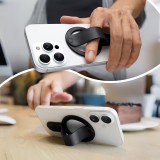 MagSafe Halterung f&uuml;r iPhone 17/16/15/14/13/12 abnehmbarer und faltbarer Ring sicherer Griff aus Zinklegierung mit integriertem Adapter - Silber