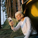 MagSafe Halterung f&uuml;r iPhone 17/16/15/14/13/12 abnehmbarer und faltbarer Ring sicherer Griff aus Zinklegierung mit integriertem Adapter - Silber