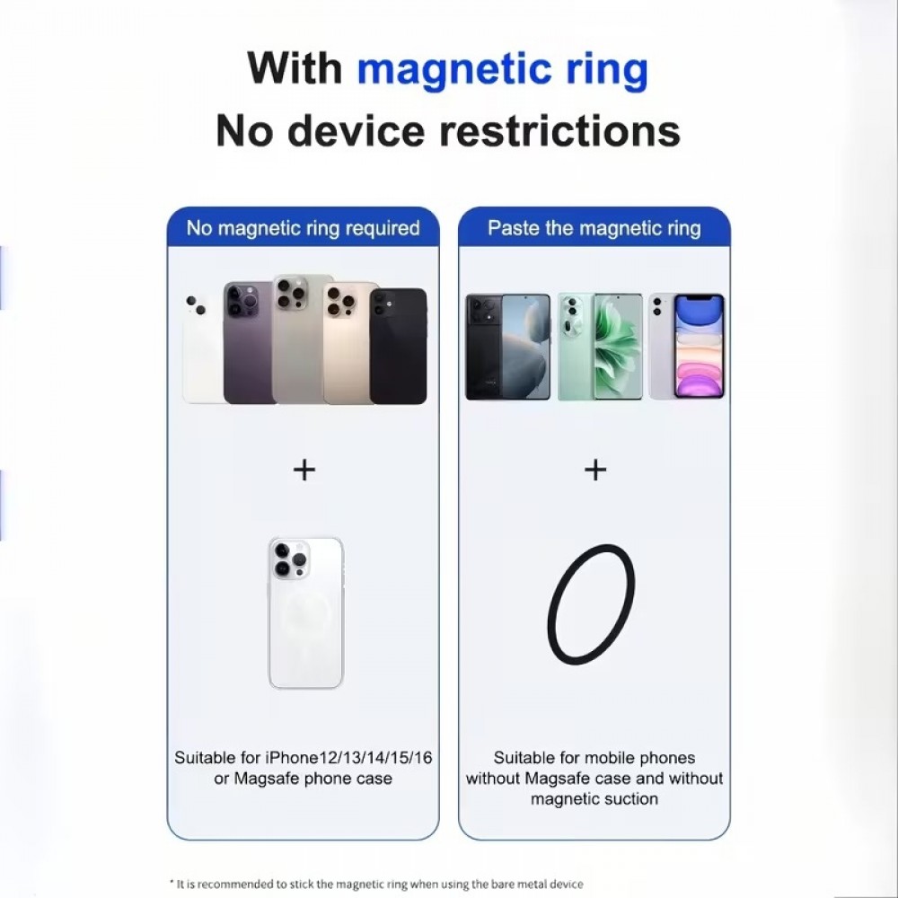 MagSafe Halterung f&uuml;r iPhone 17/16/15/14/13/12 abnehmbarer und faltbarer Ring sicherer Griff aus Zinklegierung mit integriertem Adapter - Braun