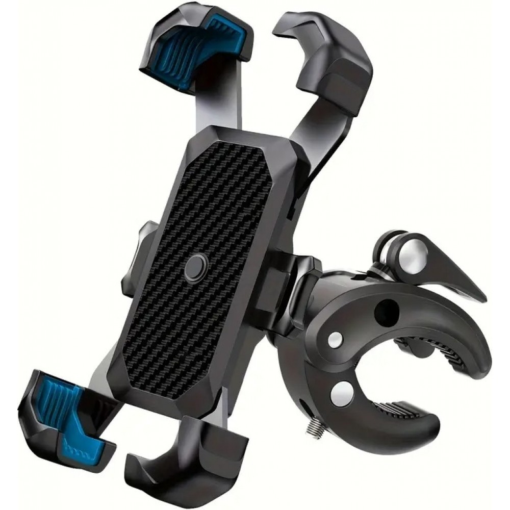 Support téléphone 4 griffes antichoc fixation guidon vélo moto poussette ou scooter robuste et sécurisé - Noir